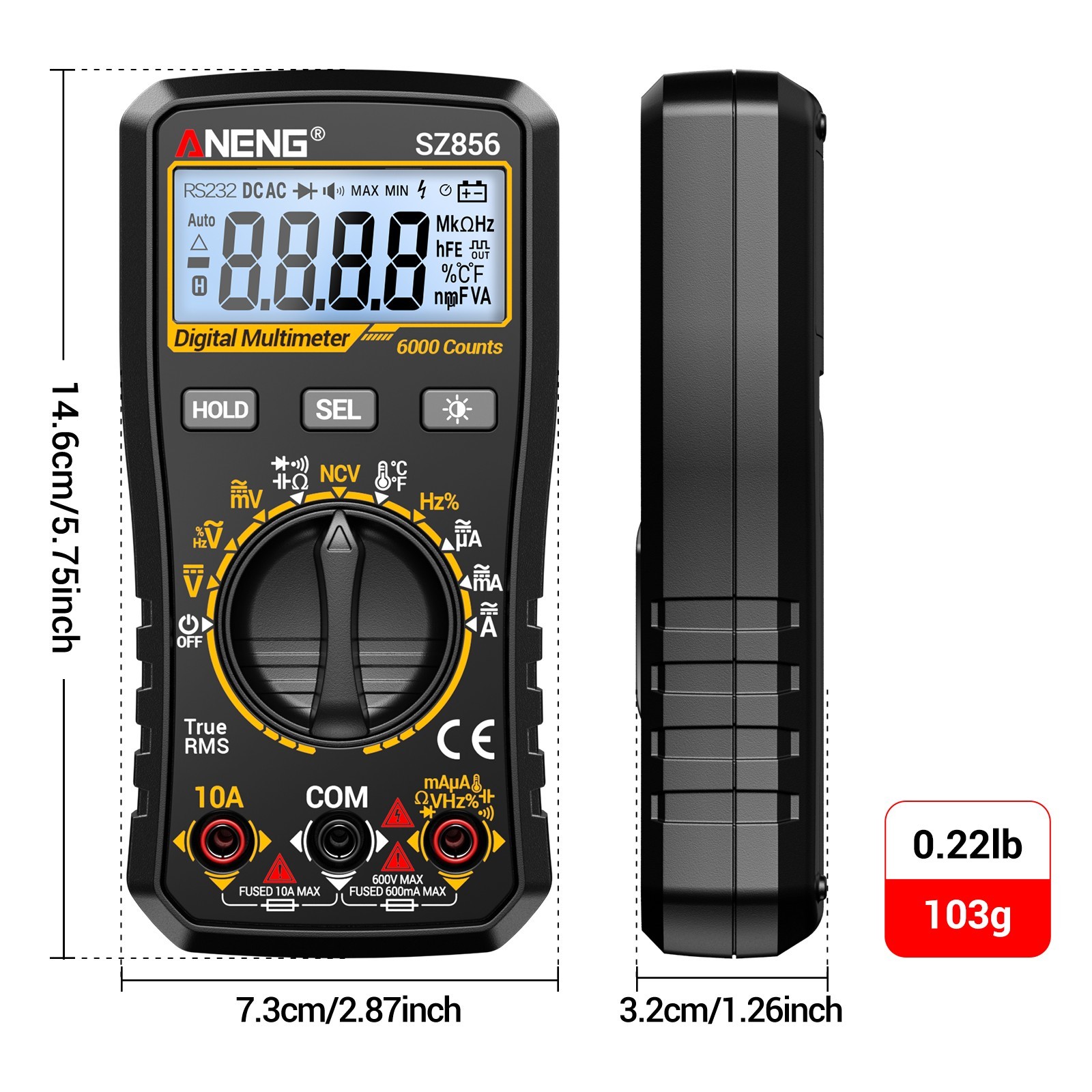 ANENG True RMS Digital Multimeter 6000 Counts Auto Range Kit with Voltage Tester