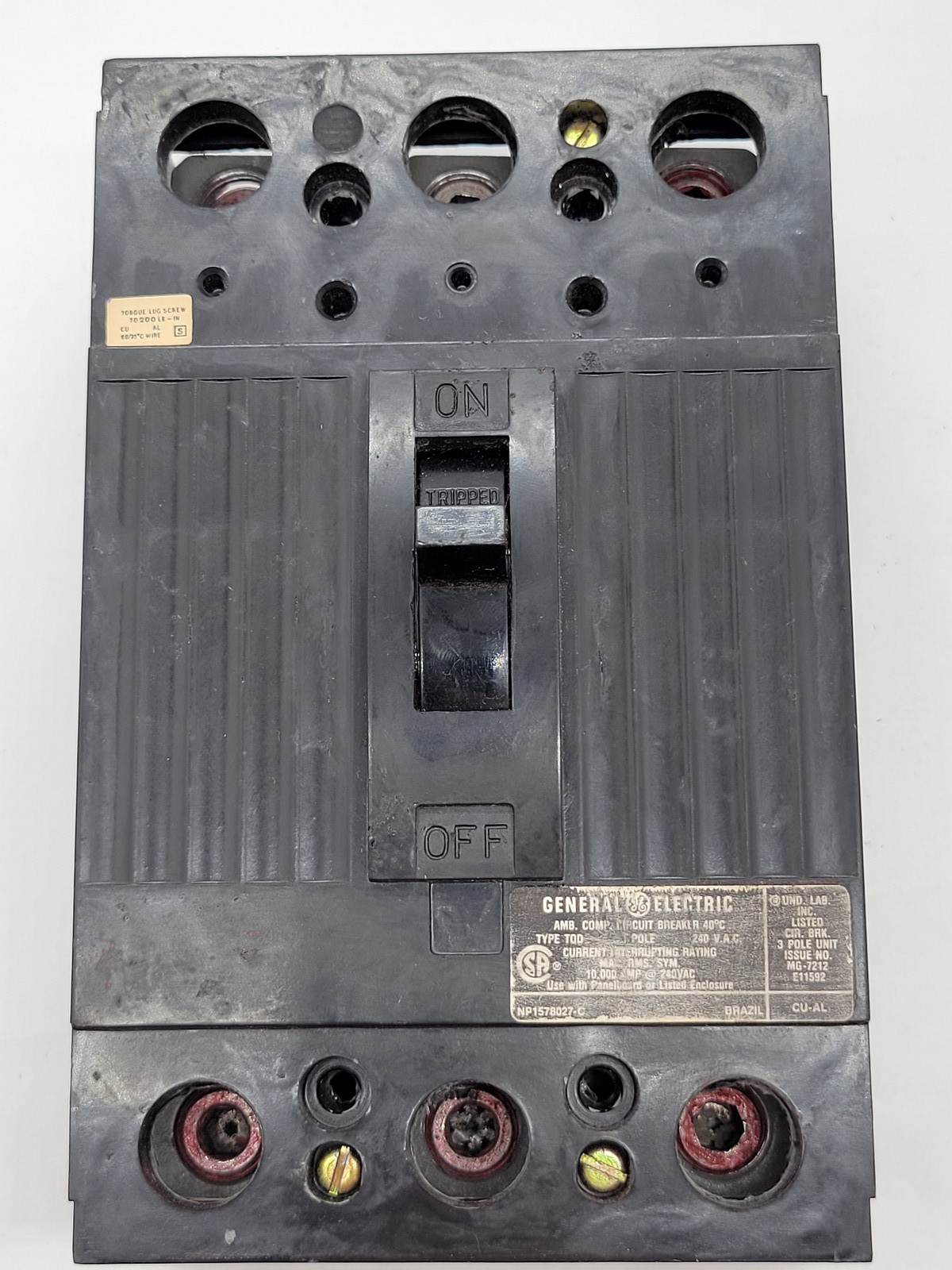 General Electric TQD32125WL Bolt-On Circuit Breaker 125A 3P 240V 10KA TQD