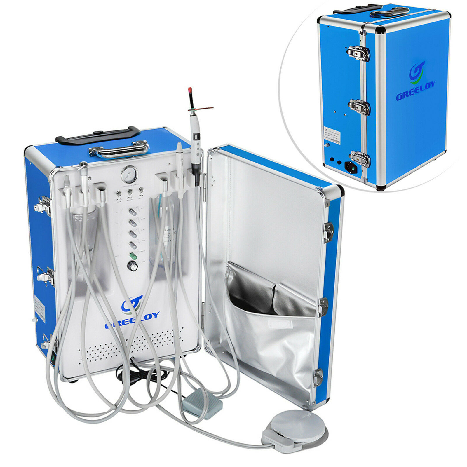 Dental Silent Air Compressor Unit GU-P206S+LED Curing Light+Ultrasonic Scaler 2H