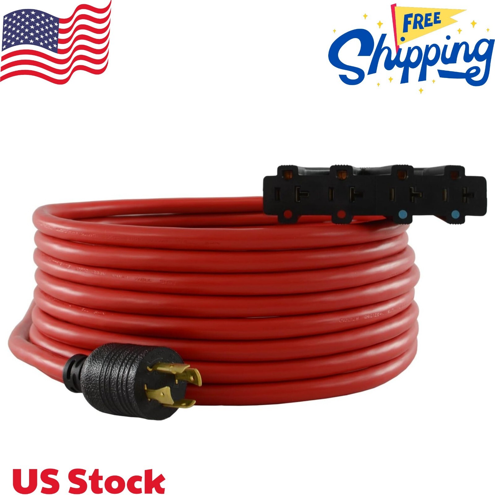 Conntek 20501 Generator Power Cord 25-Foot 20 Amp 125/250 Volt 4 Prong Male Plug