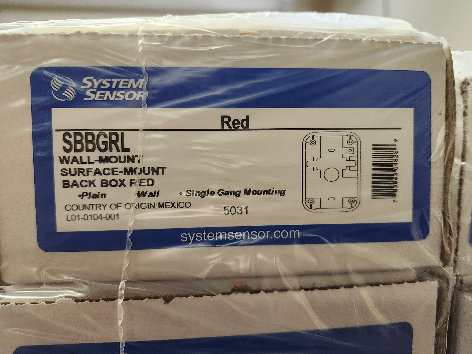 System Sensor #SBBGRL. Compact Wall Surface Back box, «L» Series, Red