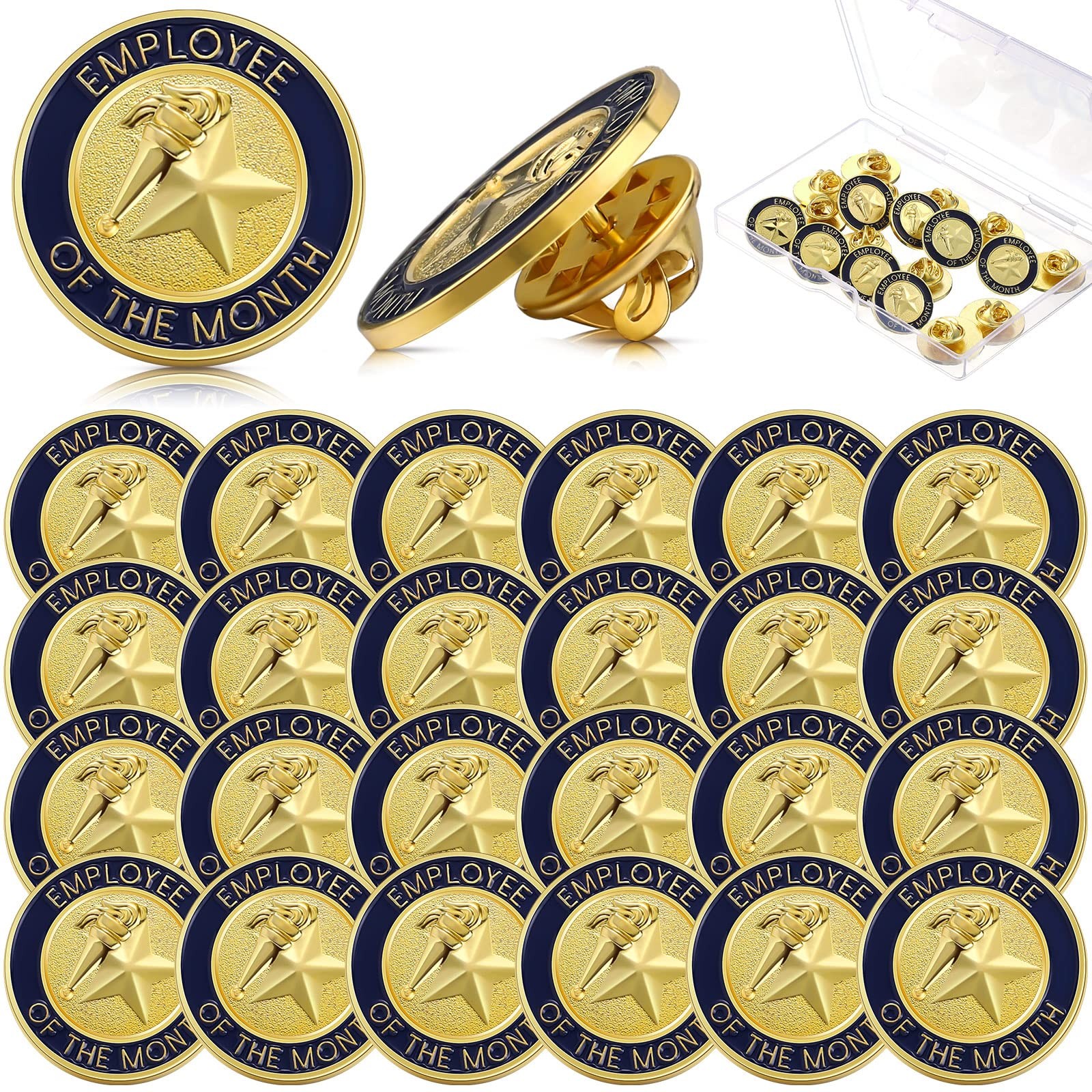 Dingion 24 Pcs Employee of The Month Lapel Pin 24 Count (Pack 1), Silver