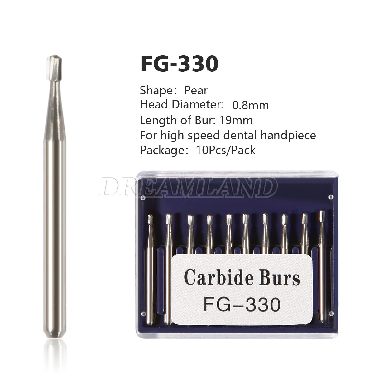 FG330 SANDENT Carbide Burs Friction Grip (100-10) Bur Dental USA
