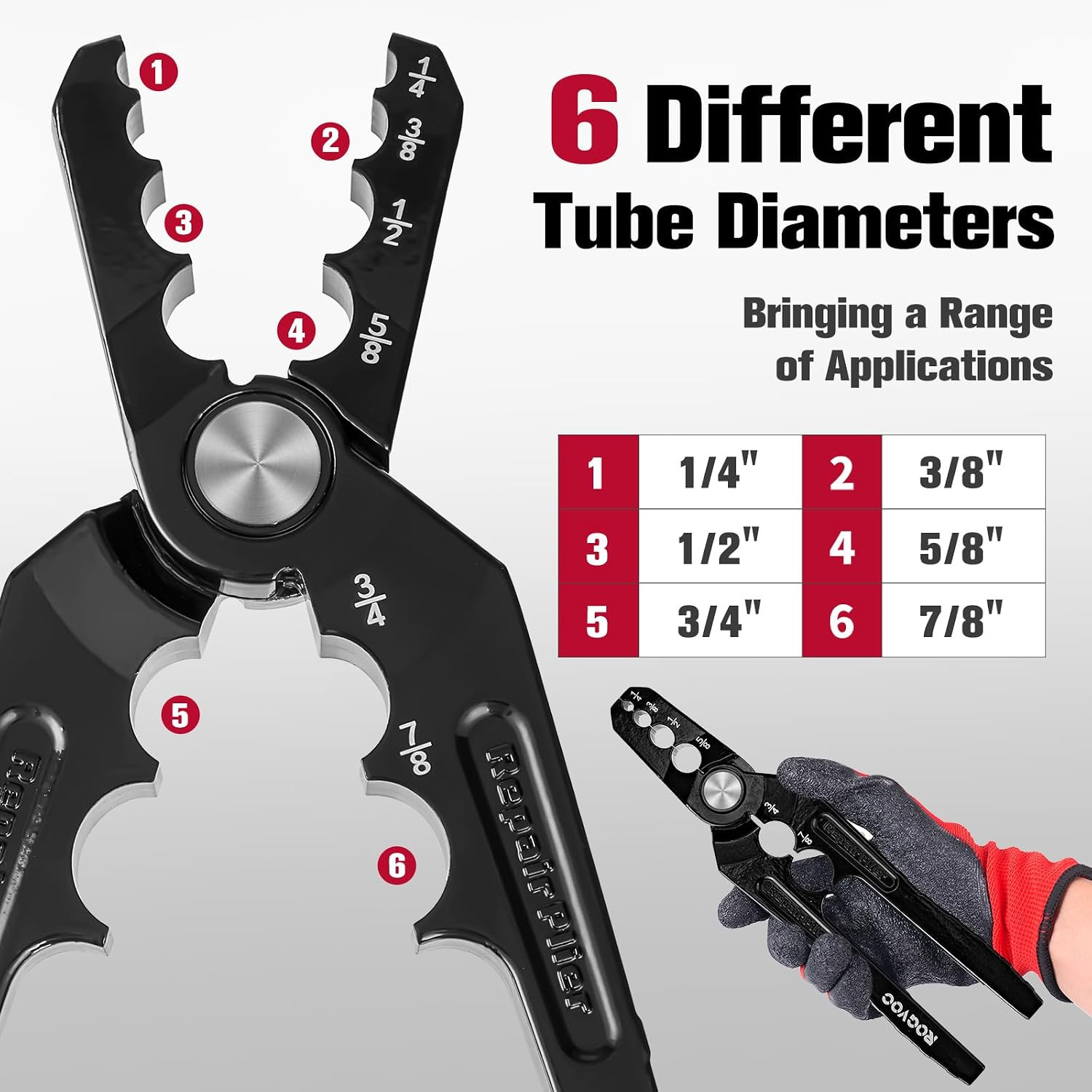 Copper Tube Repair Tool Pipe Rounder Pliers HVAC Tubing Rounding Tool 6 Sizes