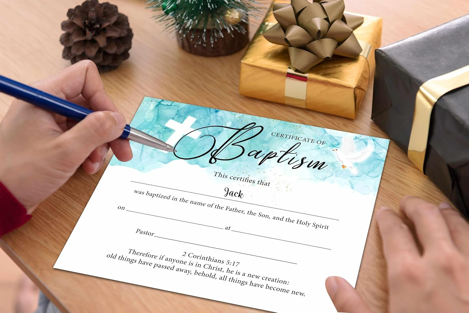 Baptism Certificates for Church, Minimalist Baby Dedication Certificates with Ba