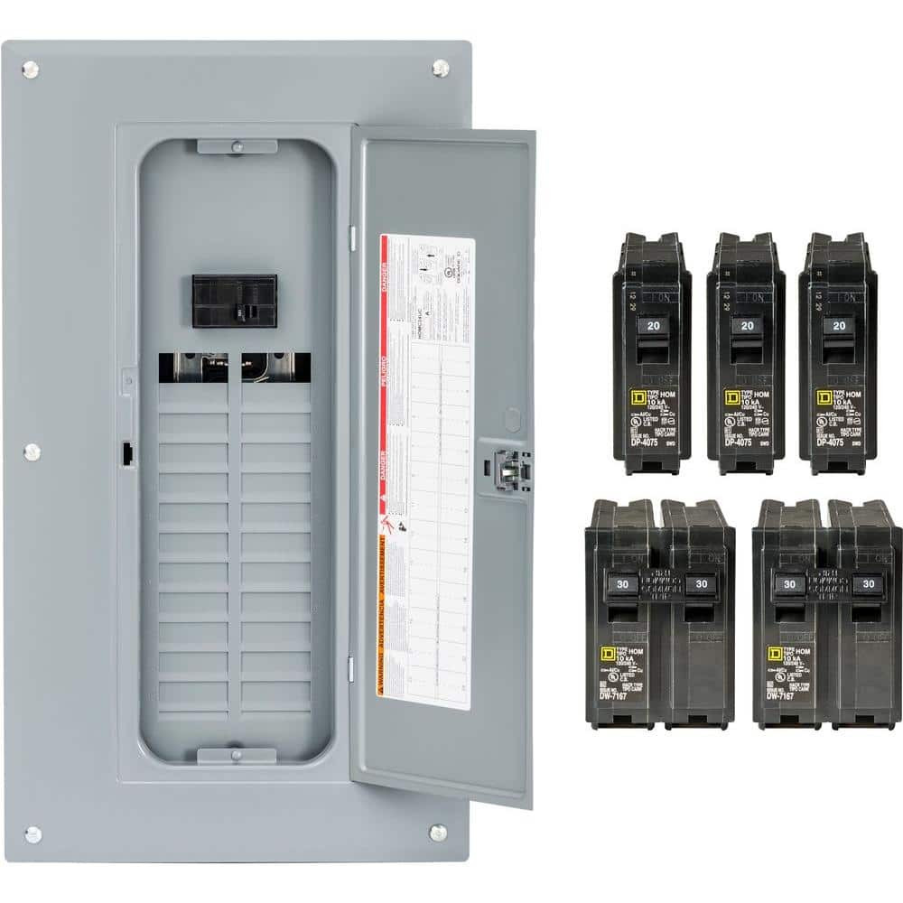 Square D 100 Amp 24-Space 48-Circuit Indoor Main Breaker Panel Box Load Center