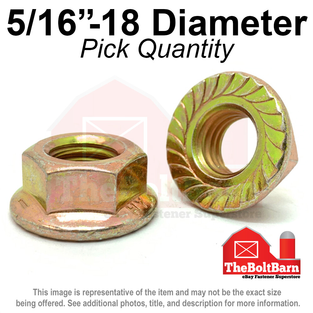 5/16″-18 Grade 8 Serrated Flange Whiz Lock Nuts Coarse Zinc Yellow (Pick Qty)