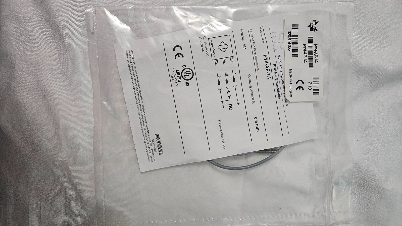 Automation Direct PY4-AP-1A Inductive Proximity Sensor 0.6mm, 10-30VDC, PNP-NO