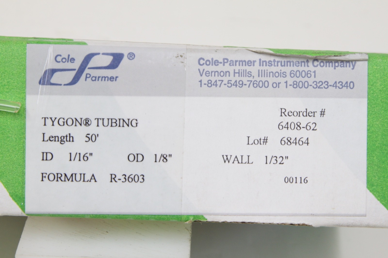 TYGON R-3603 Laboratory Tubing 1/16″ ID x 1/8″ OD 50’ Roll