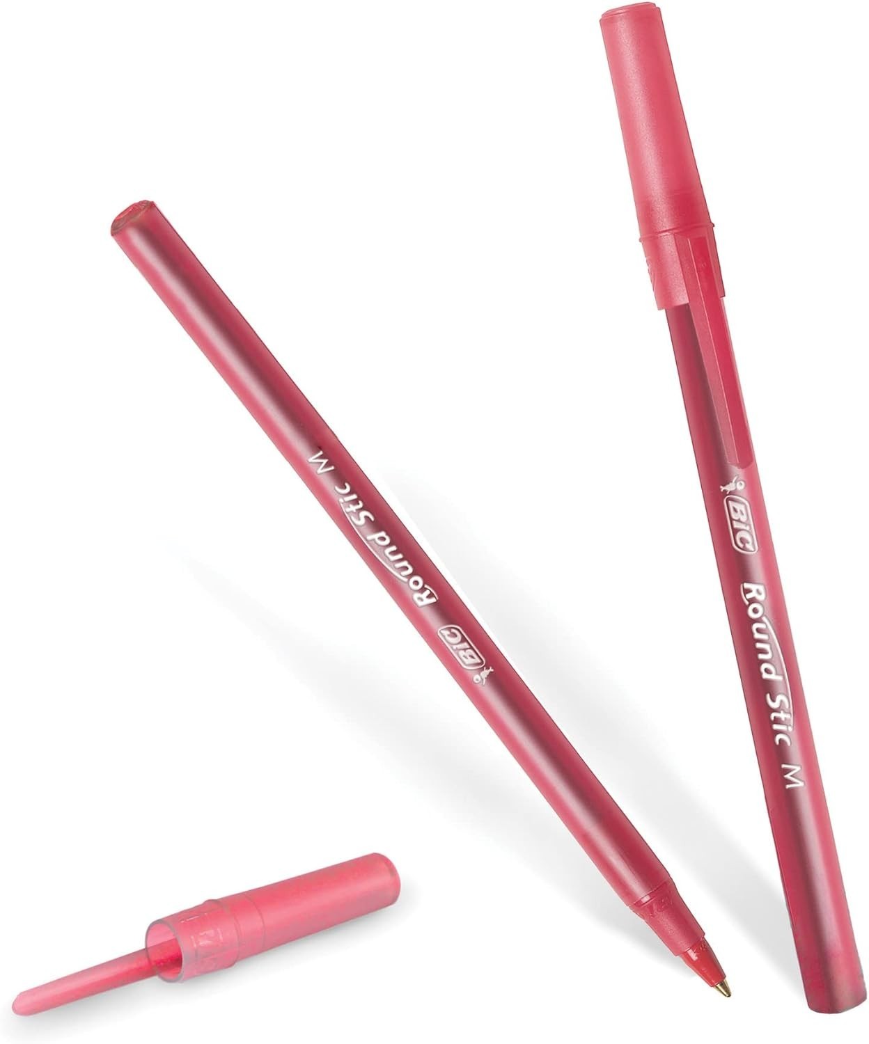 10-Count BIC Round Stic Xtra Life Red Ballpoint Pens, Medium Point (1.0mm)