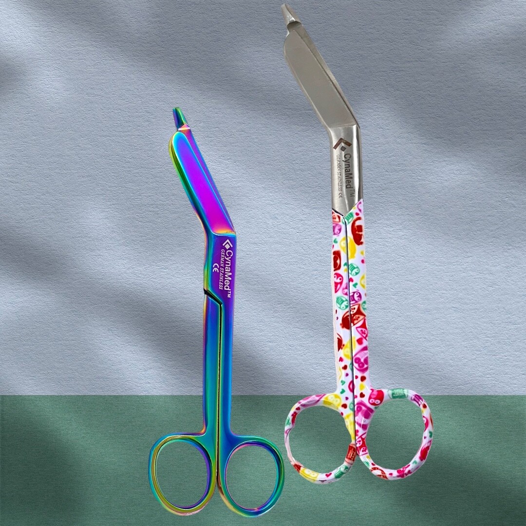 ARTLAB-LISTER BANDAGE SCISSORS 5.5″ + 7.25″ – 2 EACH – COLORFUL PATTERNS, TRAUMA