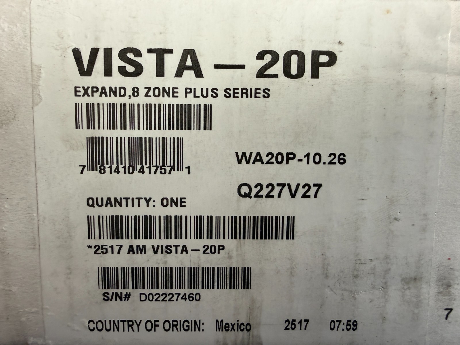 Honeywell VISTA-20P Resideo 8-Zone Plus Series Security Alarm Control Panel