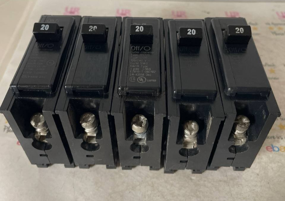 Cutler Hammer BR120 1 Pole 20 Amp Type C120 Circuit Breaker LOT OF 5