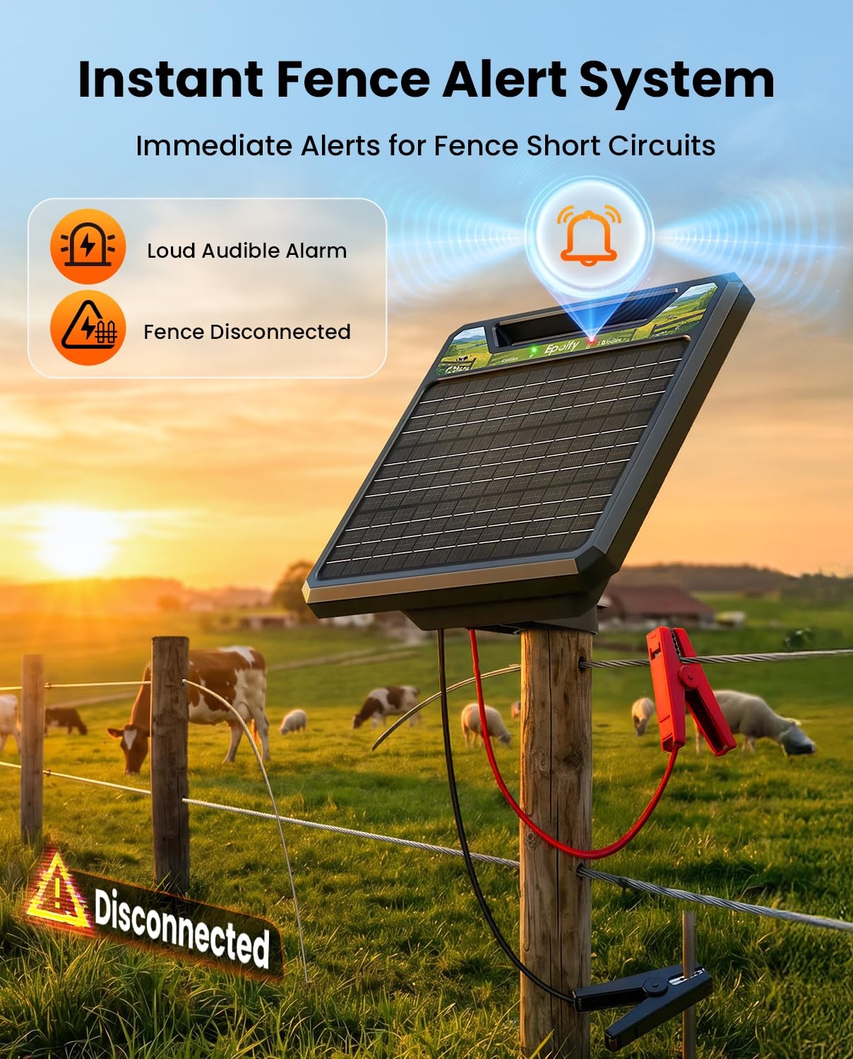 Solar Electric Fence Charger 1.0J, Epoify LD03 45 Mile Fence Energizer with 8…