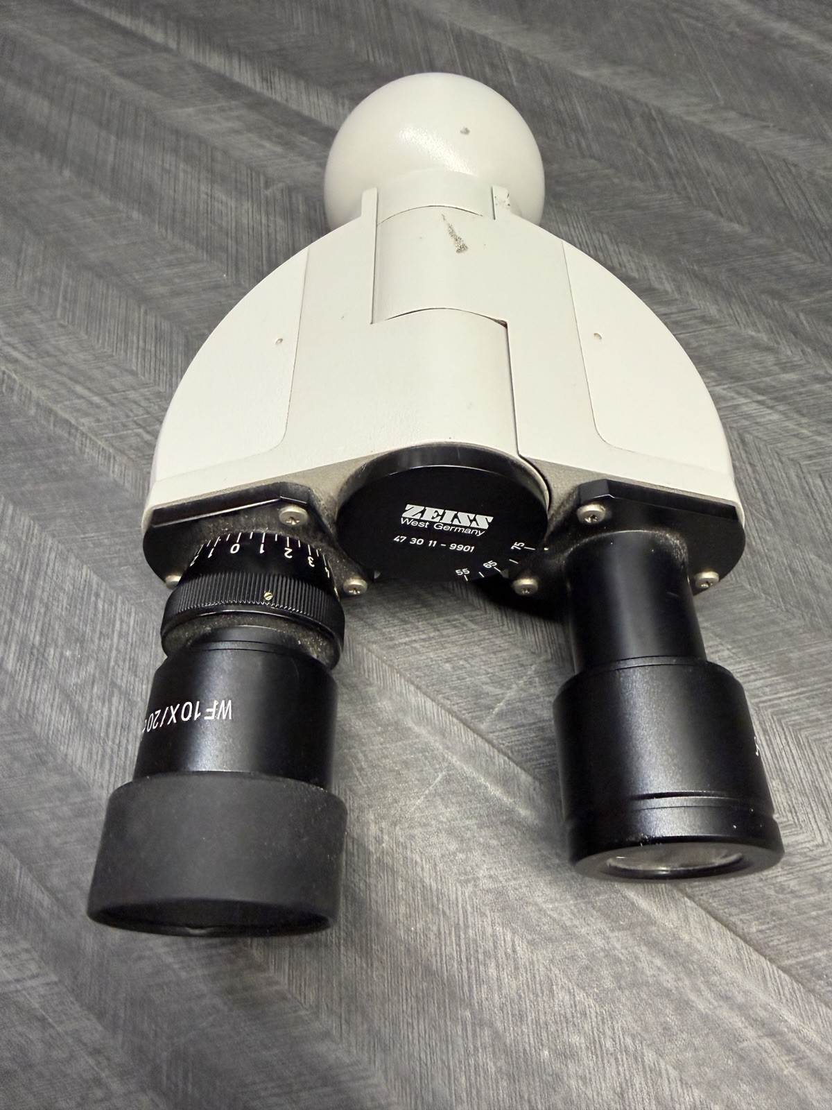 Carl Zeiss West Germany Binocular Microscope Head w/ WF10x/20 Eyepieces Used
