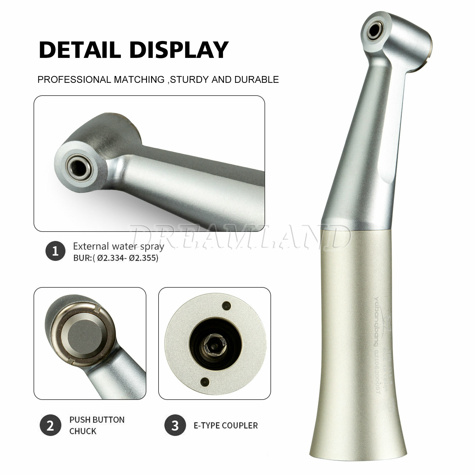 Fit NSK Dental Low Speed Handpiece 1:1 Direct Drive Push Button Contra Angle