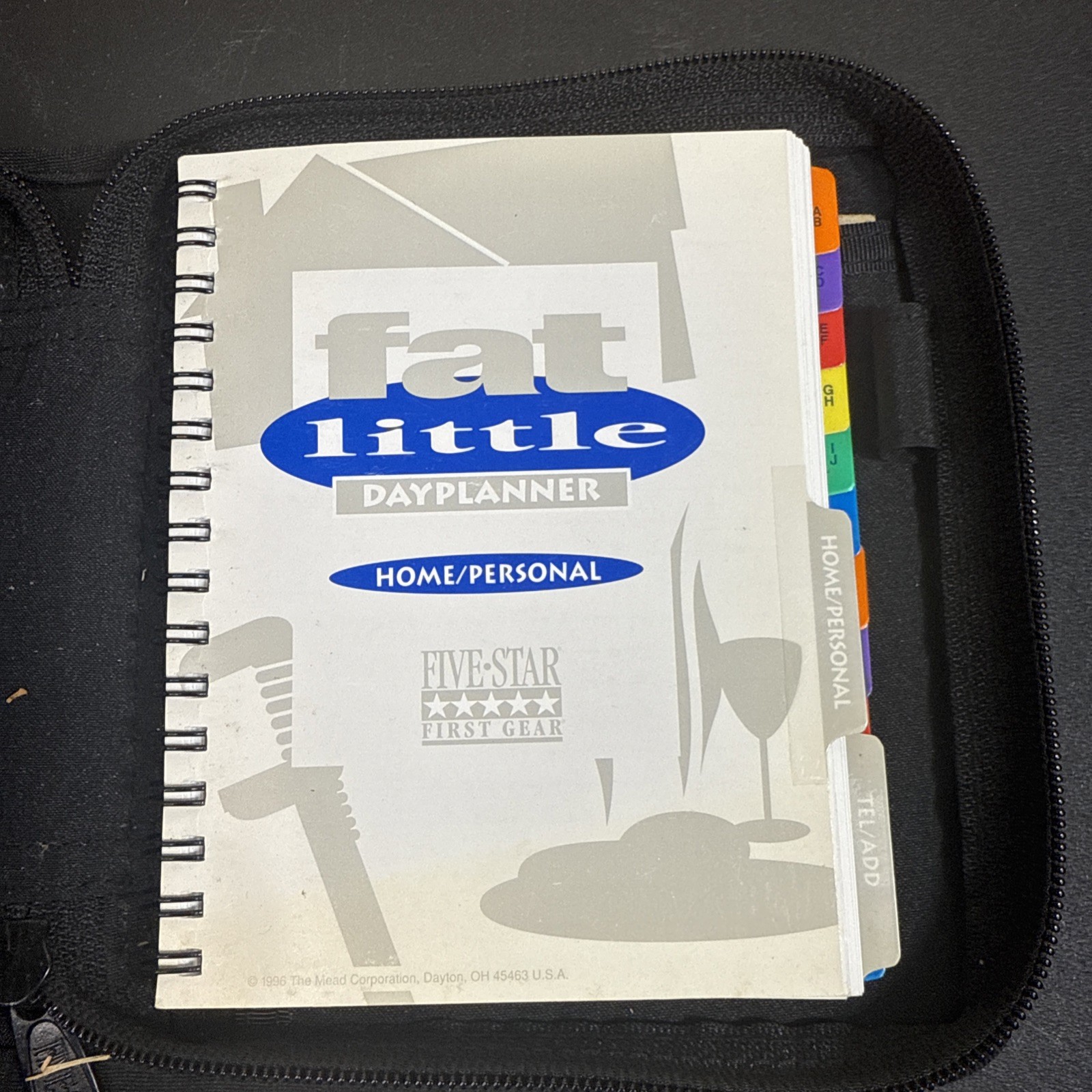 Vintage Mead Five Star Mini Fat Little Day Planner 1996 Black READ