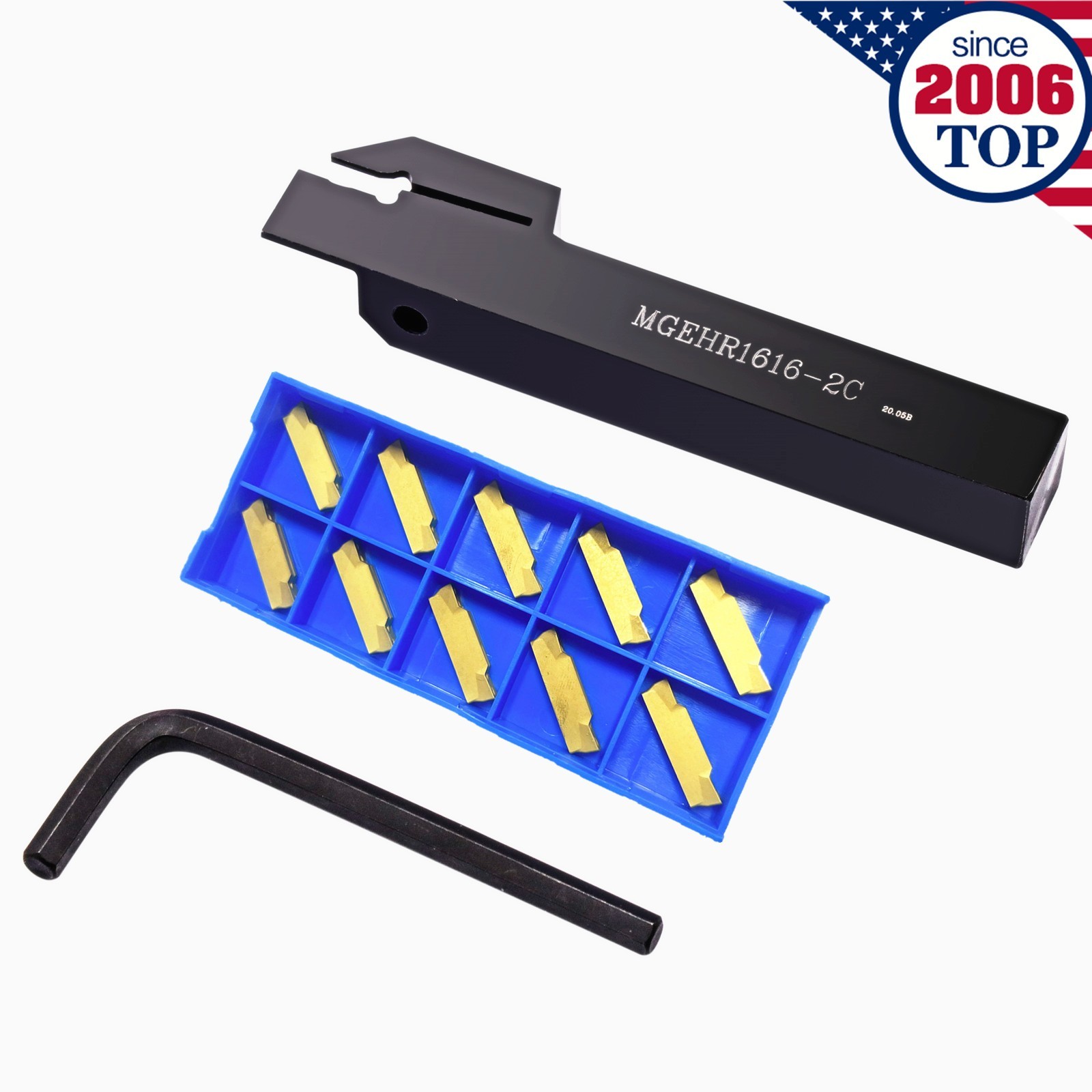 10pcs MGMN200-G Carbide inserts with 5/8″ MGEHR1616-2 2mm Lathe Grooving Holder