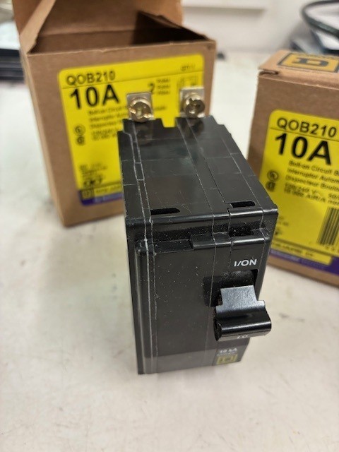 Lot of 2 Square D QO210 Circuit Breaker – 10 A, 2 Pole, 120/240 VAC New In Box