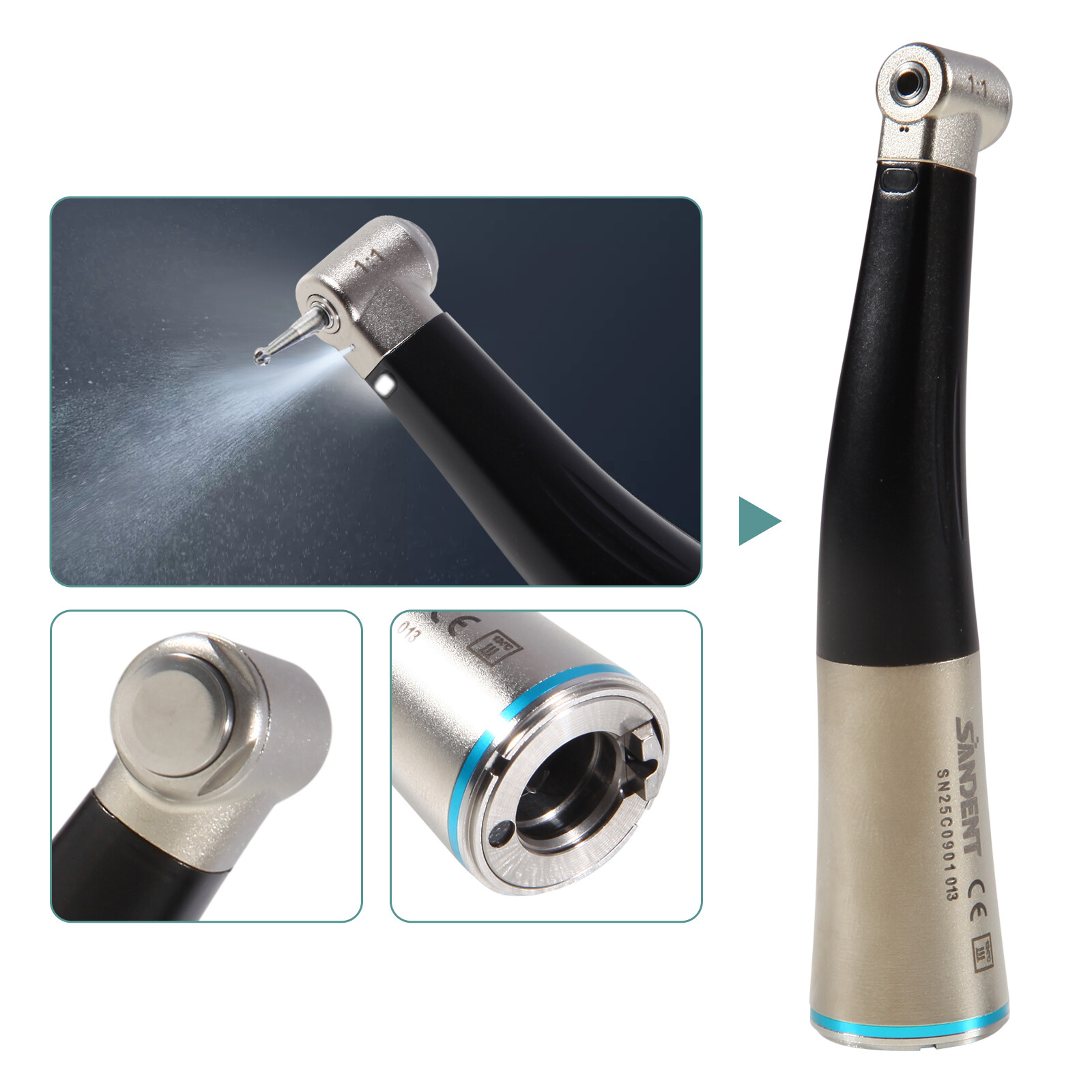 1-5* NSK Style Dental Fiber Optic 1:1 Contra Angle Handpiece Inner Push E-Type