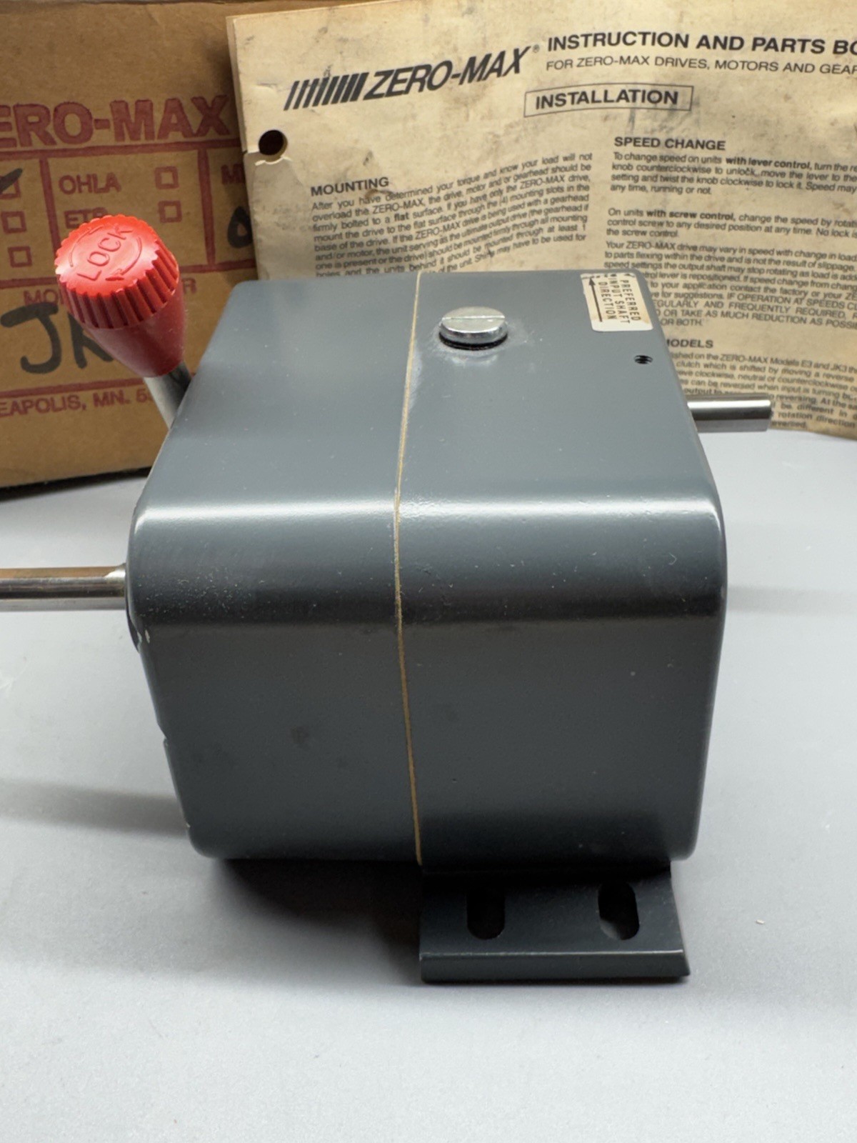 ZERO-MAX JK1-CCW-25-0-400 25 in-lbs Unidirectional Adjustable Speed Drive *NEW*