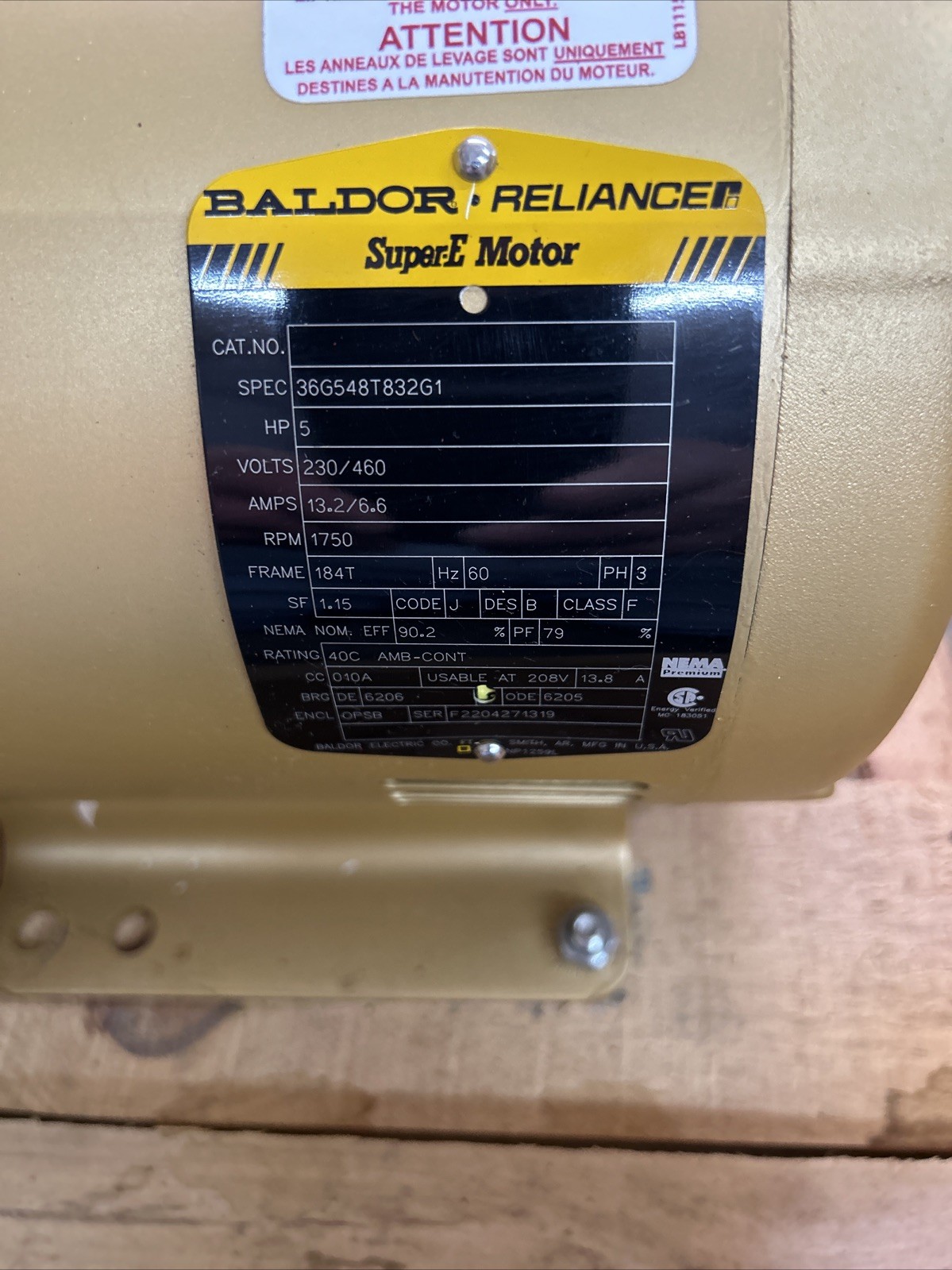 Baldor-Reliance Super-E Motor 5HP 230/460V 1750 RPM 3PH
