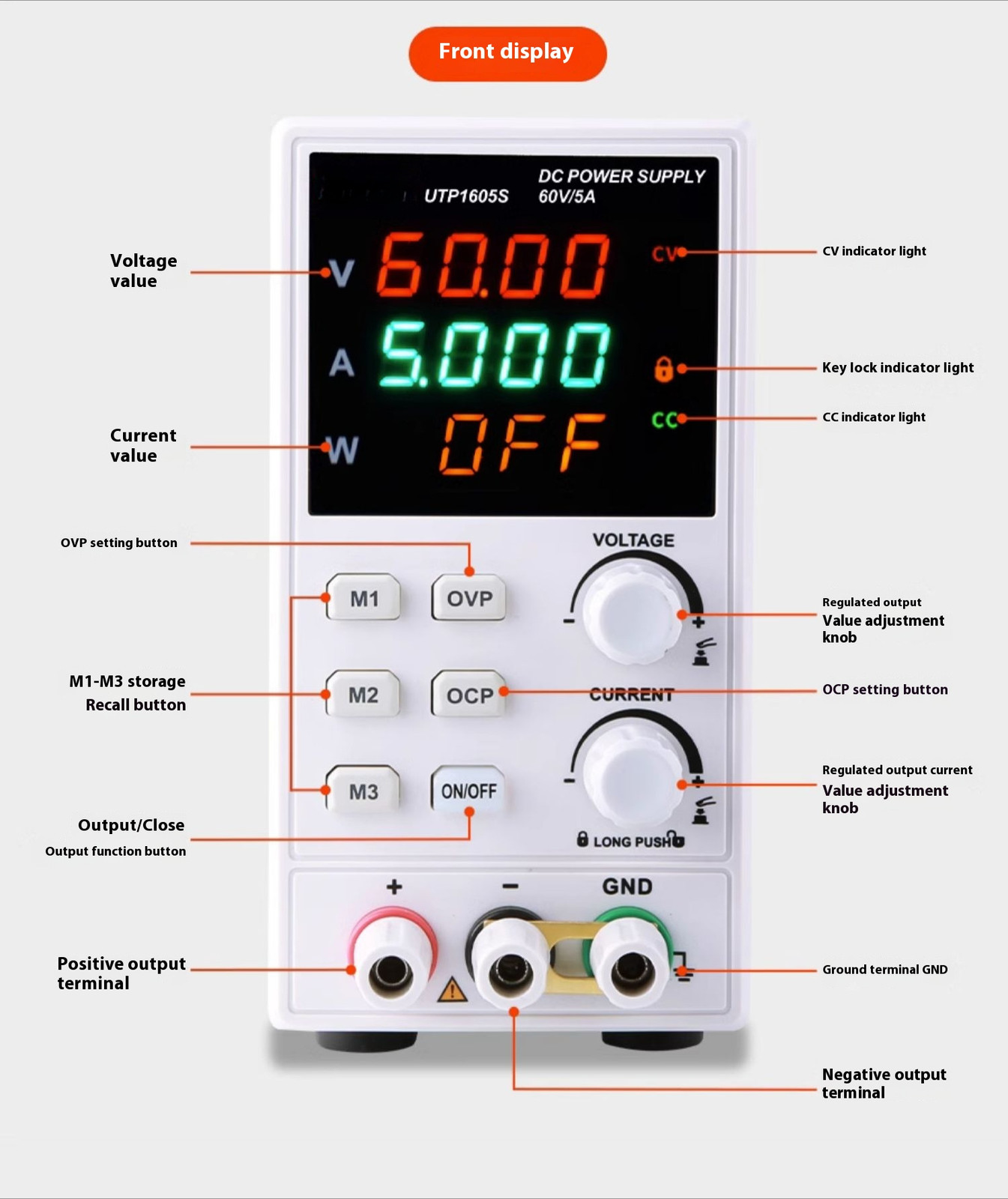 110V/220VDigital Display Adjustable Single Channel DC Regulated Power Supply