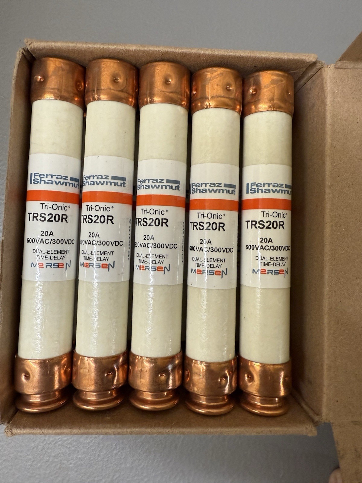 10 Mersen Ferraz Shawmut TRS20R Tri-Onic Time Delay Fuses 20a 600v Class RK5