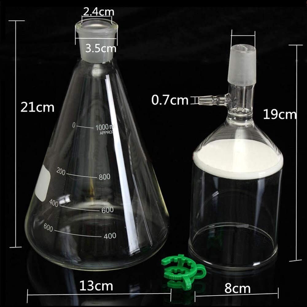 Glass Vacuum with 1000mL Filter Bottle and 250ml Funnel Filtration Kit Lab Va…