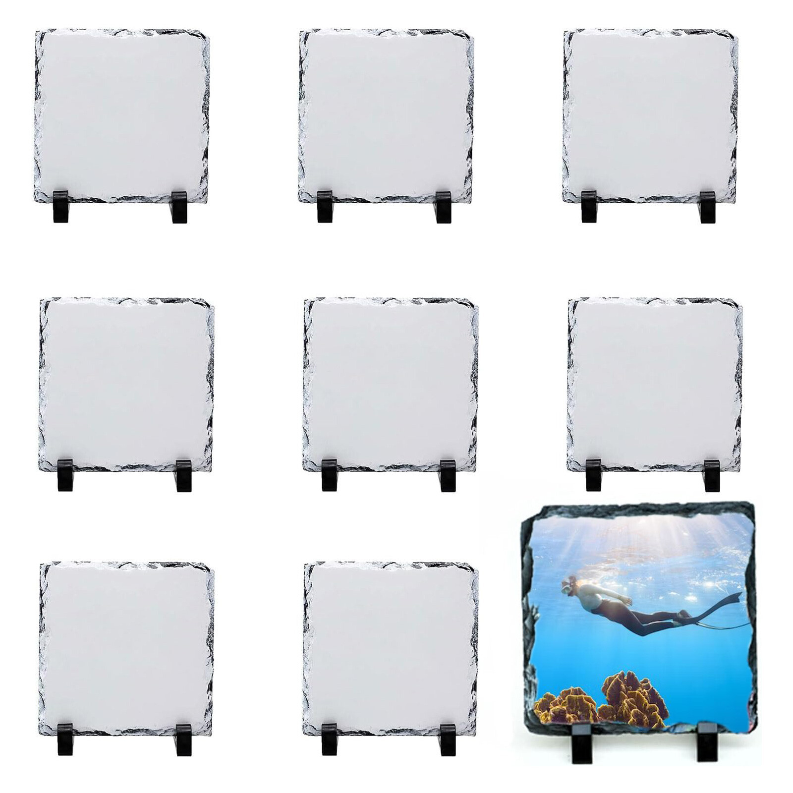 US Stock QOMOLANGMA 20pcs 7.87″ x 7.87″ Square Sublimation Photo Slate