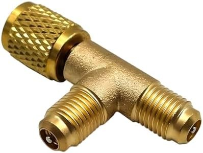 Car Quick Coupler Access Tee, Brass 1/4″ SAE Valve Core Tee Adapter for R22 R12
