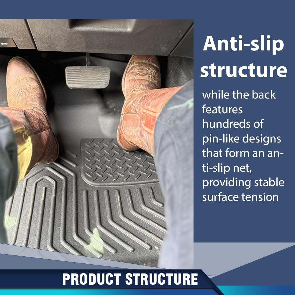 TPE Floor Mats for F150 Supercab 2015-2025 No Factory Carpet All Weather 3Pcs