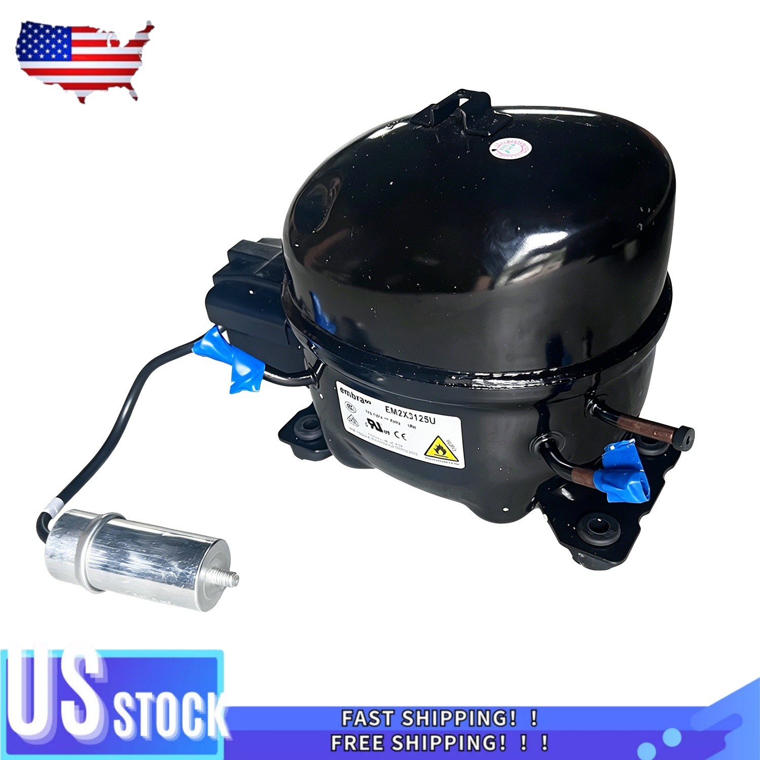 New For Embraco EM2X3125U Thermally Protected Compressor 115-127V 60 Hz 1PH