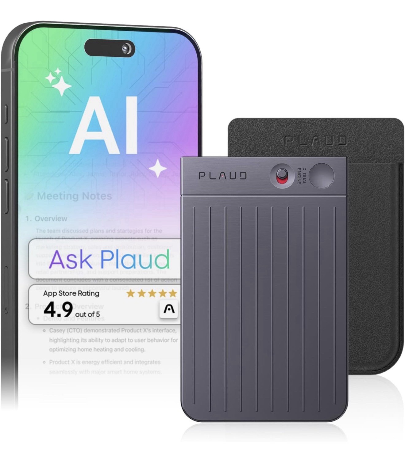 Plaud Note AI Voice Recorder, Voice Recorder w/Case, App Control, Transcribe