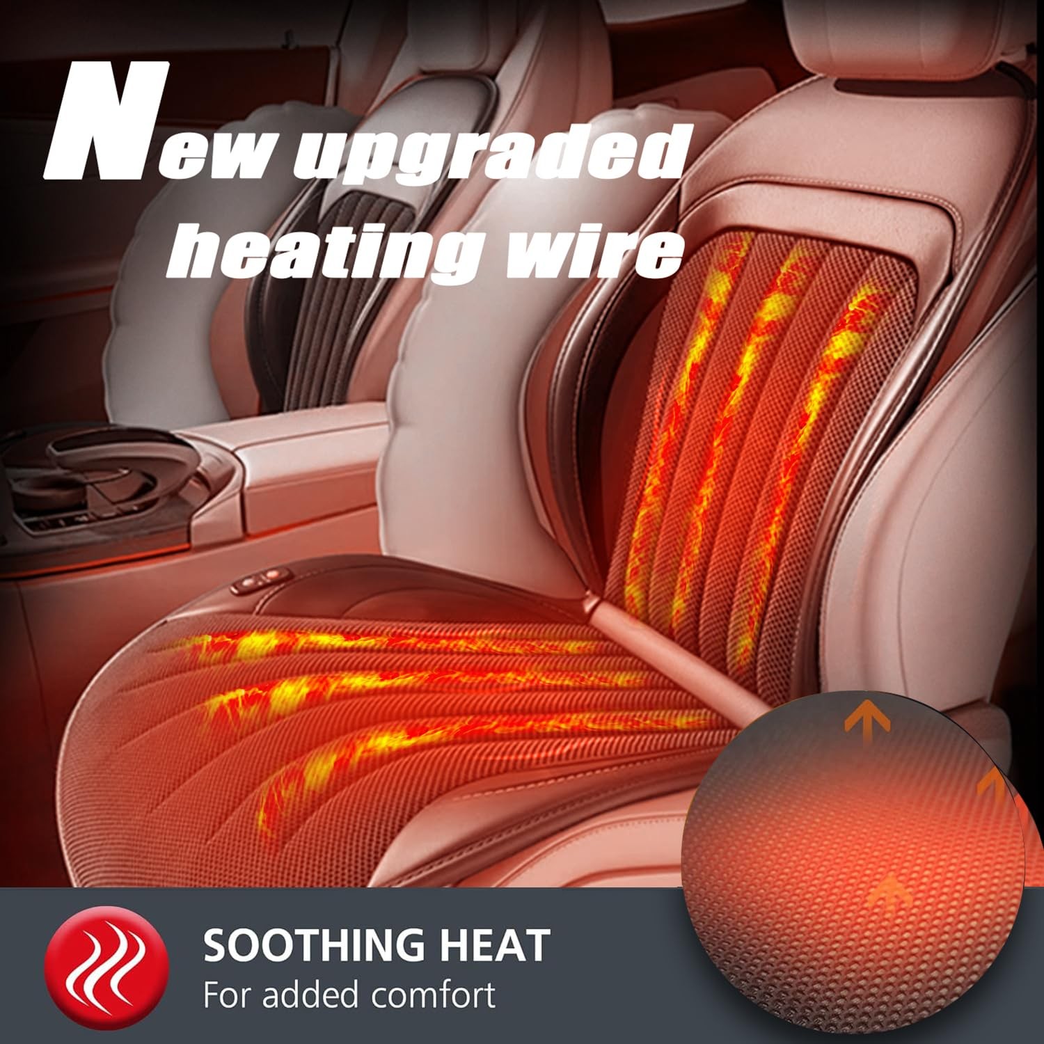 Black Summer Front Seat Cover Cooling Massage Temperature Control 3 in 1