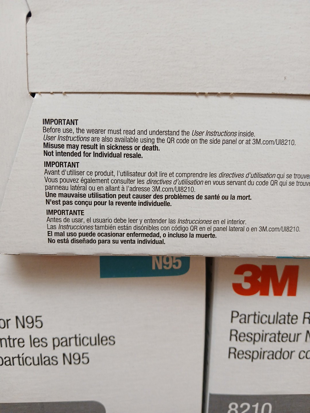Expired 9/22- 3M 8210 N95 – 7 BOXES – 140 MASKS TOTAL – Respirator Construction