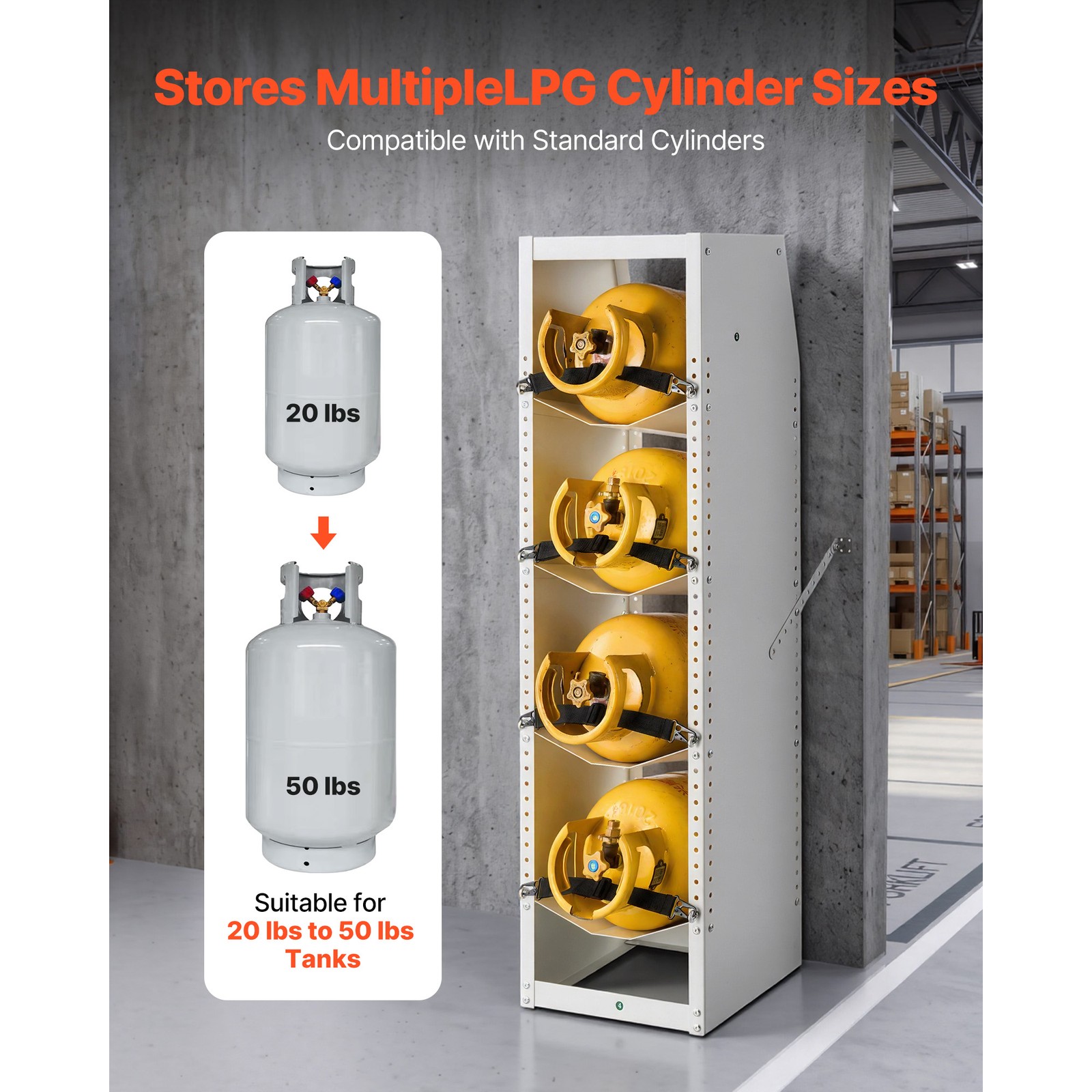 Uimoso Refrigerant Cylinder Storage Rack, 4-Tier, 14.8 x 13 x 52 in, White