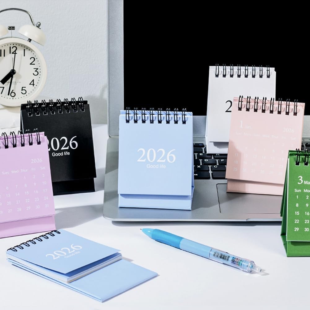 Mini Desk Calendar 2026-2027, January 2026 until July 2027, 19 Months Black