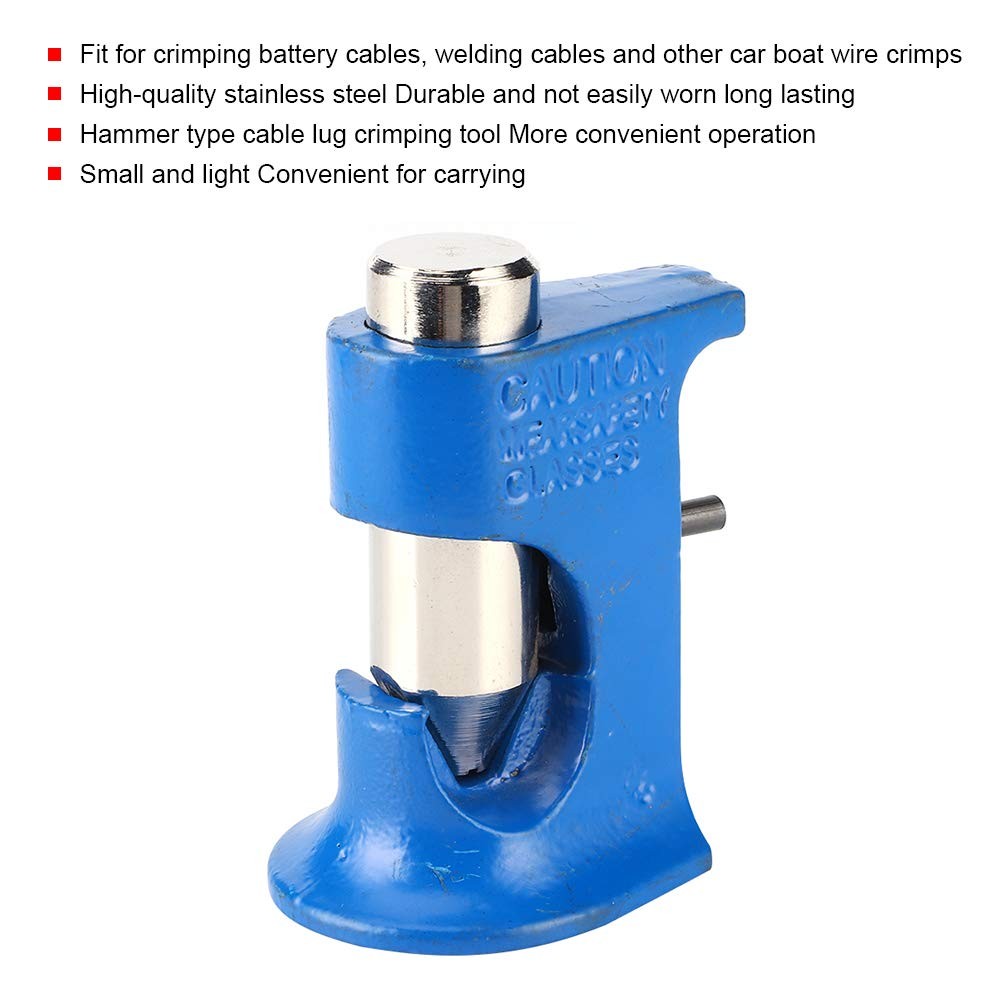 Duty Crimping Tool, Hammer Lug Crimper Tool V2 65 x 100mm / 2.6 x 3.9in, Blue