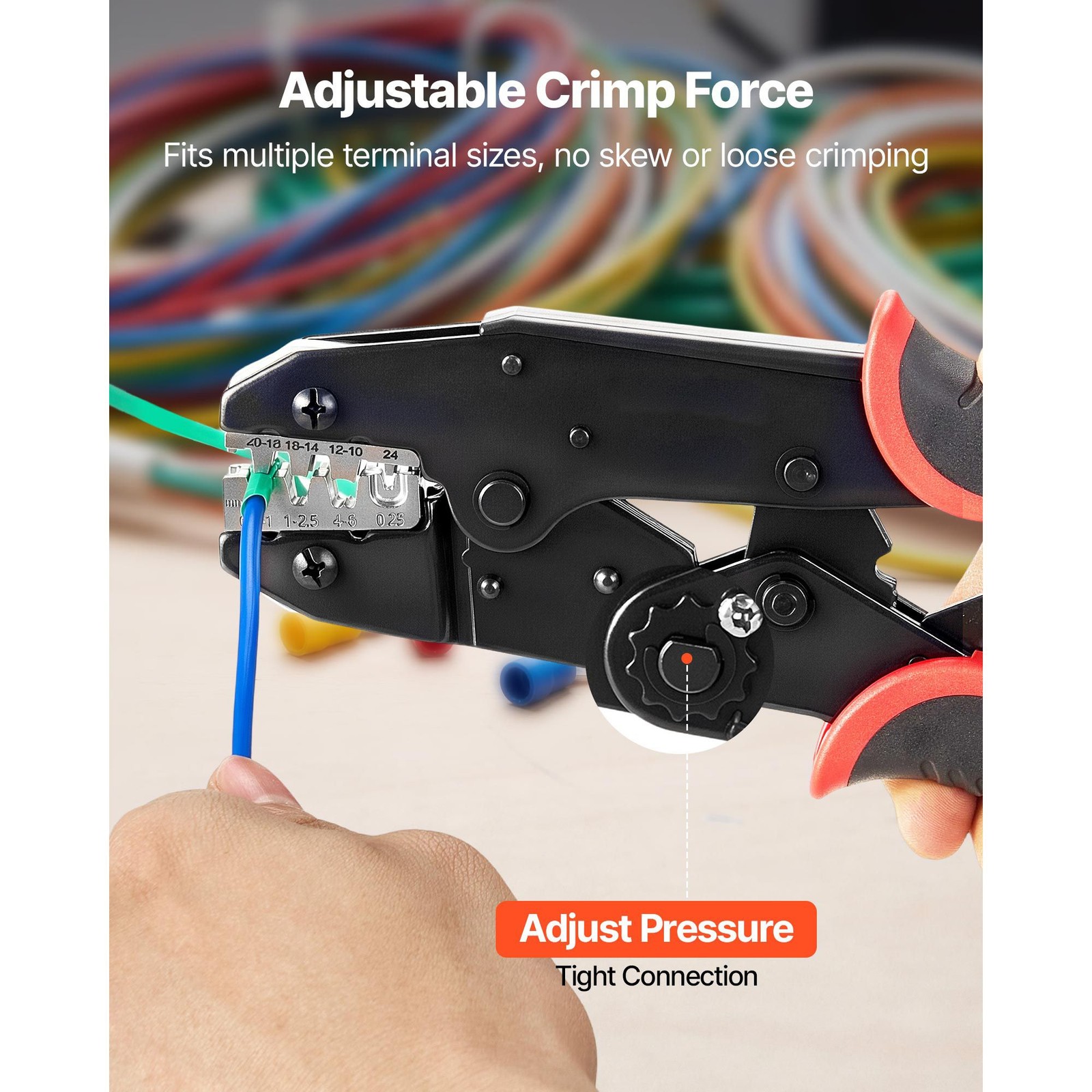 Heavy-Duty Ratcheting Crimping Tool for 24-10 AWG Electrical Projects