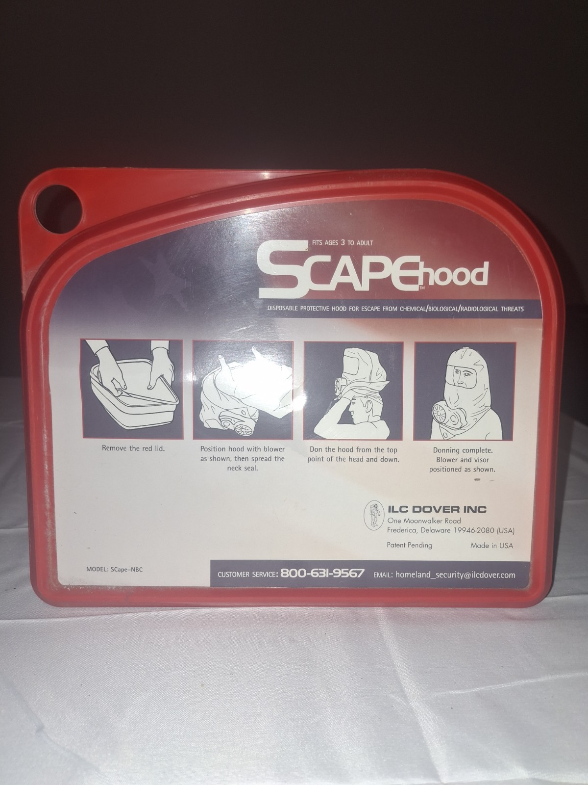 ILC Dover SCape CBRN30 Air-purifying Escape Respirator. New In Box Never Used