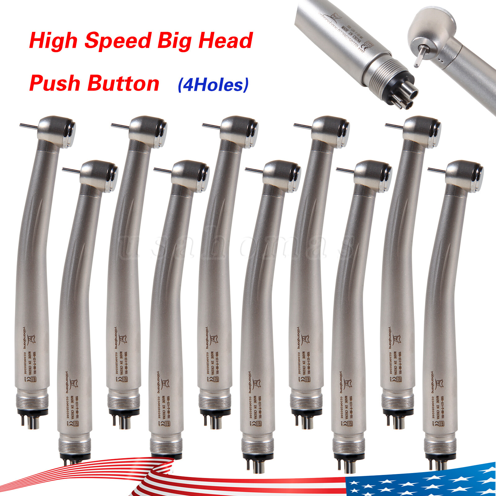 10* Yabangbang Dental High Speed Handpiece Push Turbine 4 Holes Fit NSK Pana Max