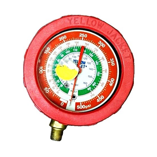 Yellow Jacket 49014 Air Pressure Gauge 500 psi 3 in Face 1/8 in Side/Bottom
