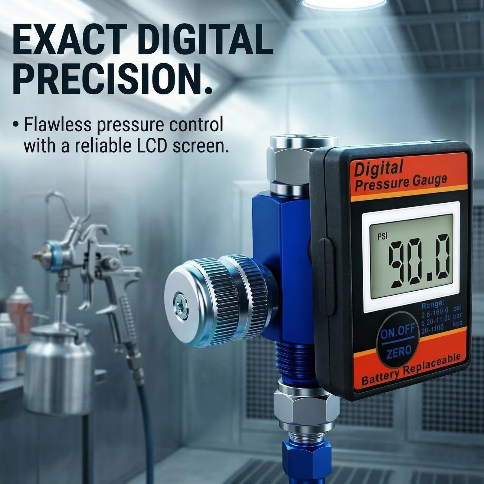 LE LEMATEC Digital Air Compressor Pressure Regulator and Gauge with LED Displ…