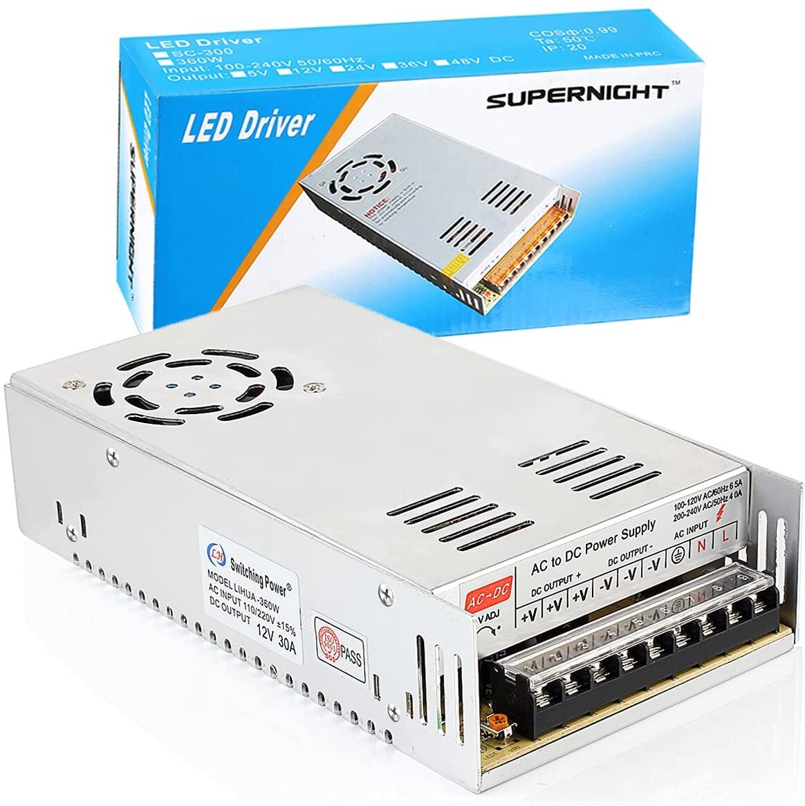 AC to DC 12V 30A 360W Universal Regulated Switching Power Supply Adapter Driver