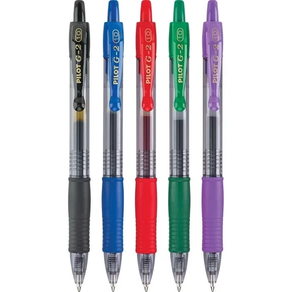 Pilot G2 Premium Retractable Gel Ink Pens, Bold Point 1.0, Assorted Ink, 5 Count