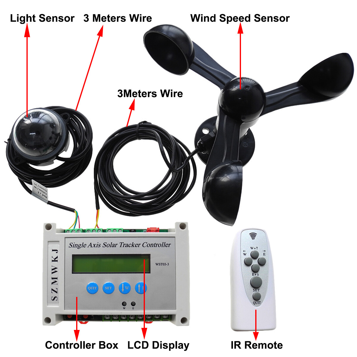 Complete Kits: Single Axis Solar Tracker – 6000N Linear Actuator +LCD Controller