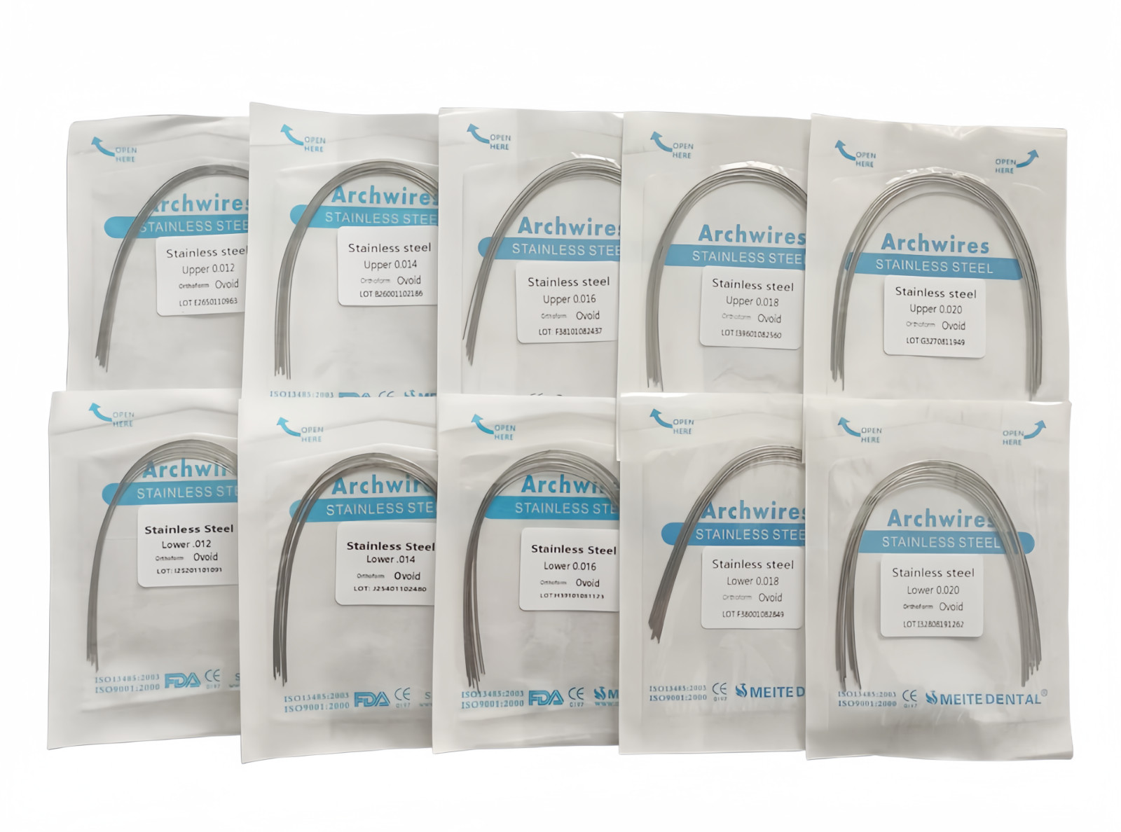 Dental Ortho Arch Wire NiTi Stainless Steel Ovoid/Natural Round Rectangular Wire