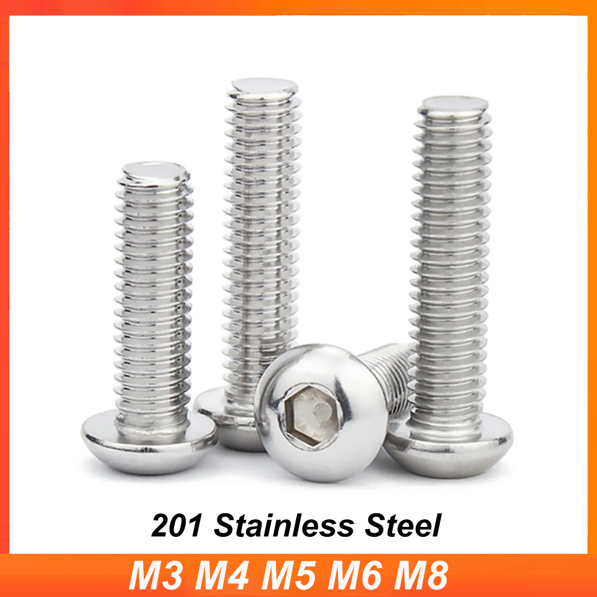 M3 M4 M5 M6 M8 SUS 201 Stainless Steel Button Head Socket Screw Allen Key Bolts