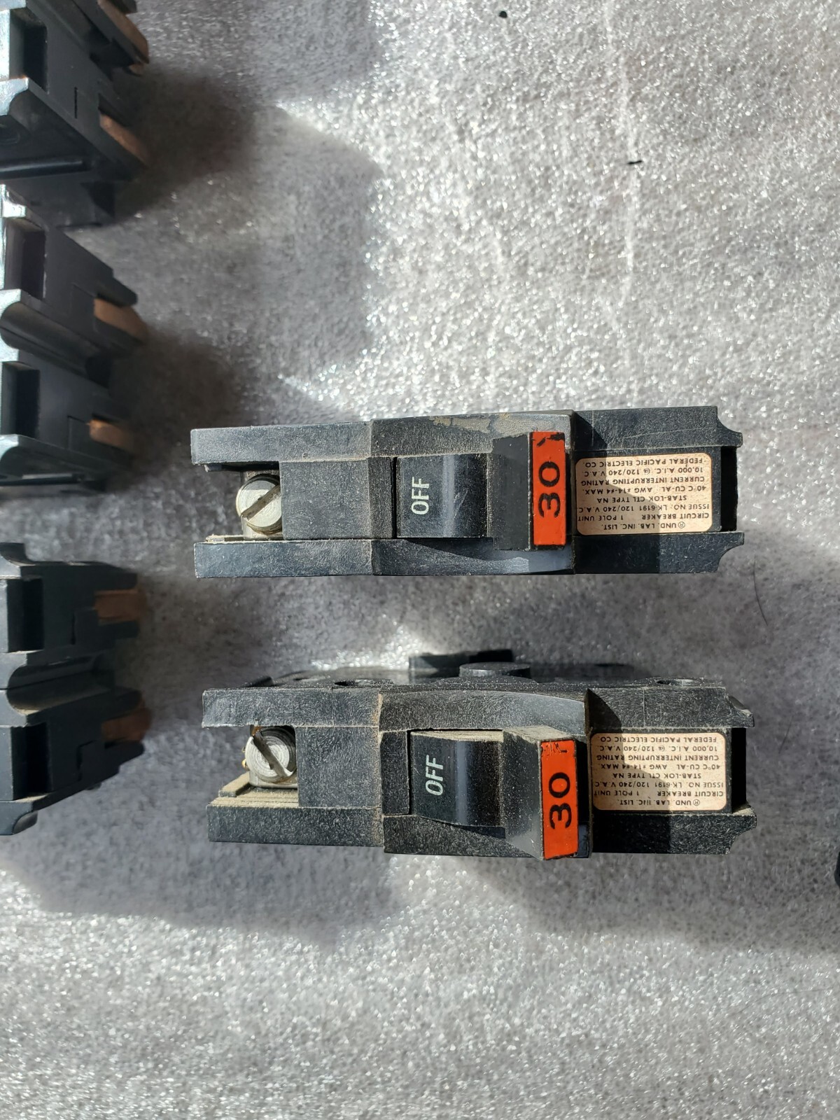Lot of 20 Federal Pacific Electric Breakers Stab-Lok 50A 40A 30A 20A 15A